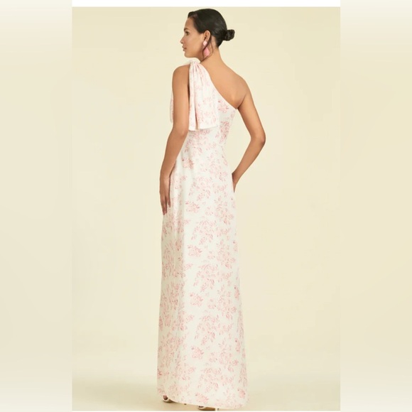 Sachin + Babi Chelsea One Shoulder Gown Sz 6 Rouge Rose Watercolor - Picture 2 of 10